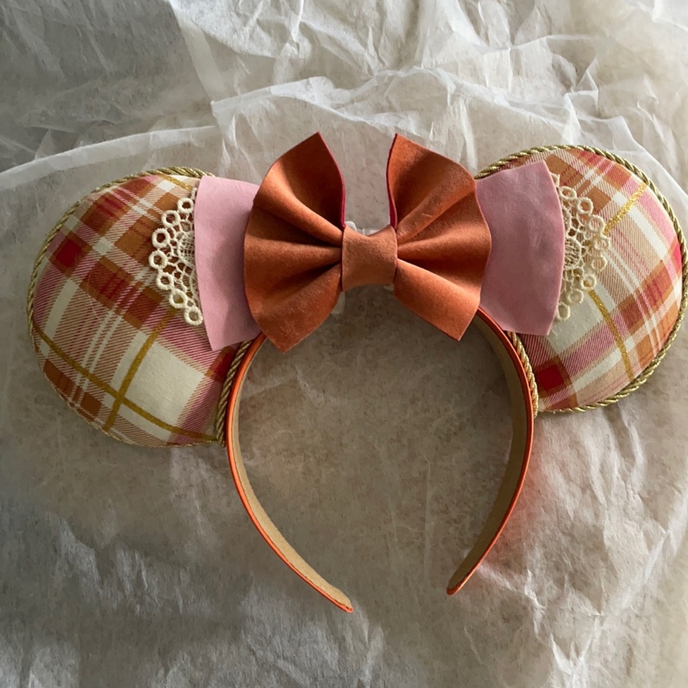 Never been worn Pink plaid Disney Ears
